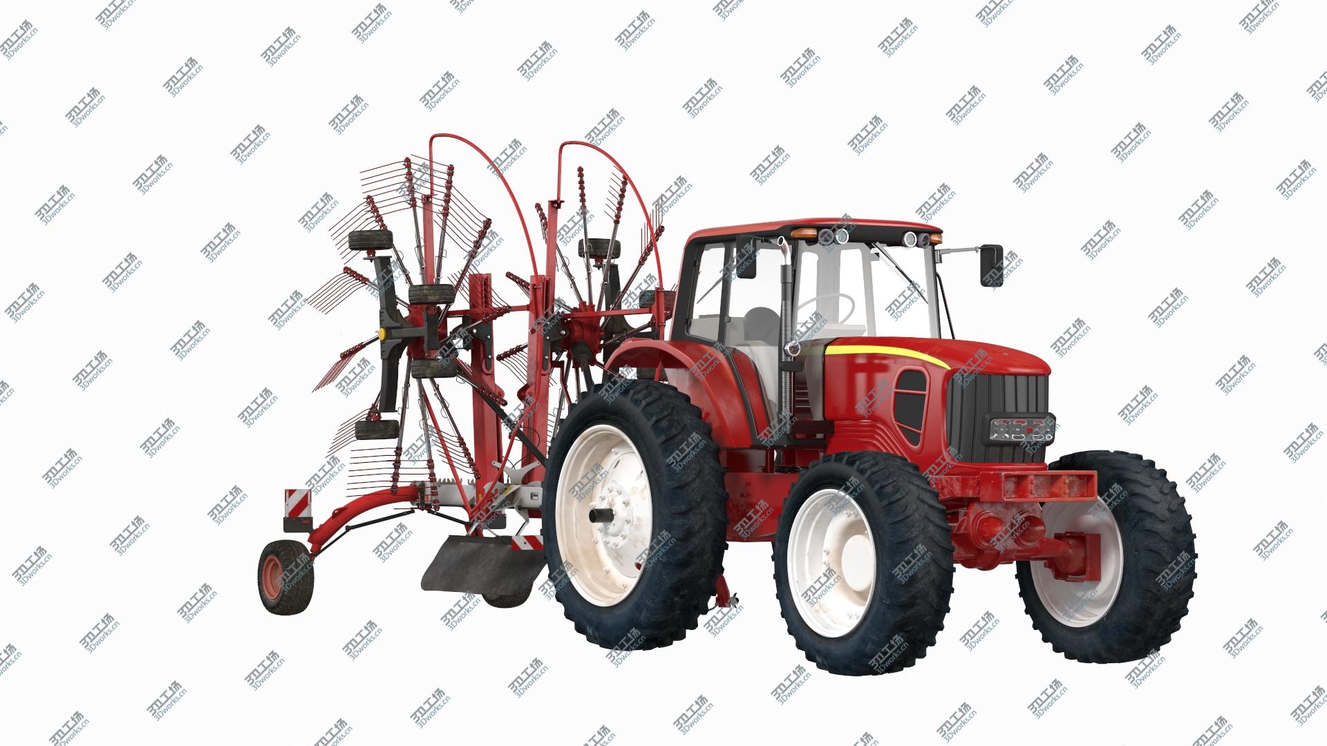 images/goods_img/202104093/Tractor with Used Twin Rotary Rake Generic Parked 3D model/2.jpg